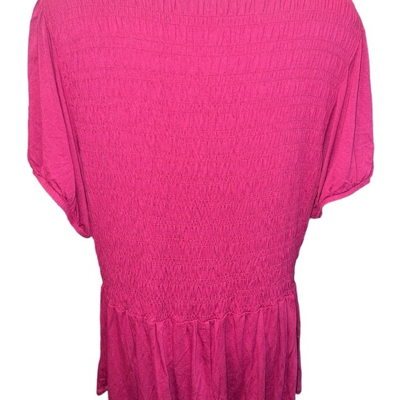 Lane Bryant Women's Top Size 22/24 Burgundy Short Sleeve Rouched Pullover - Picture 2 of 10